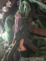 300 blk out has flip sights and a butt stock